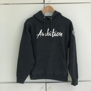 Ambition Apparel Dark Heather Grey & White Hoodie